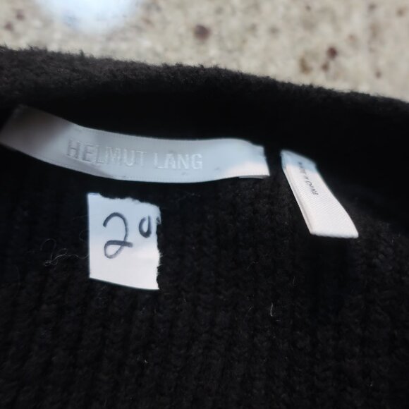 Women Helmut Lang Black V-Neck Ribbed Cotton Blend Chunky Cardigan Sweater S - Picture 9 of 13